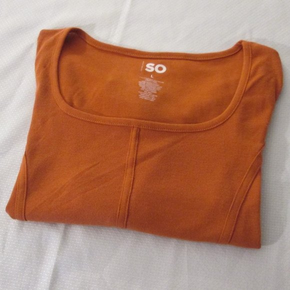 🧡 SO CINNAMON LONG SLEEVE SEAMED TOP – SIZE L - Picture 3 of 9